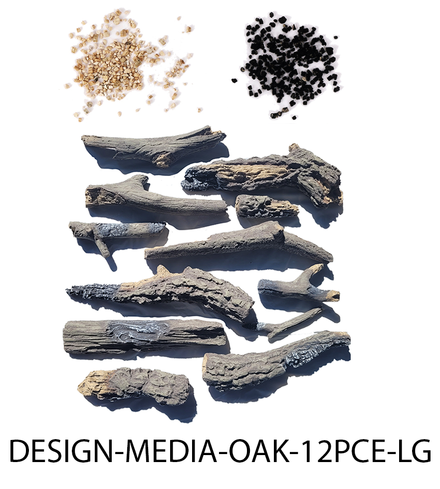 OAK - 12 Piece Media Kit Includes: 12 large Oak logs, 2 colors of vermiculite