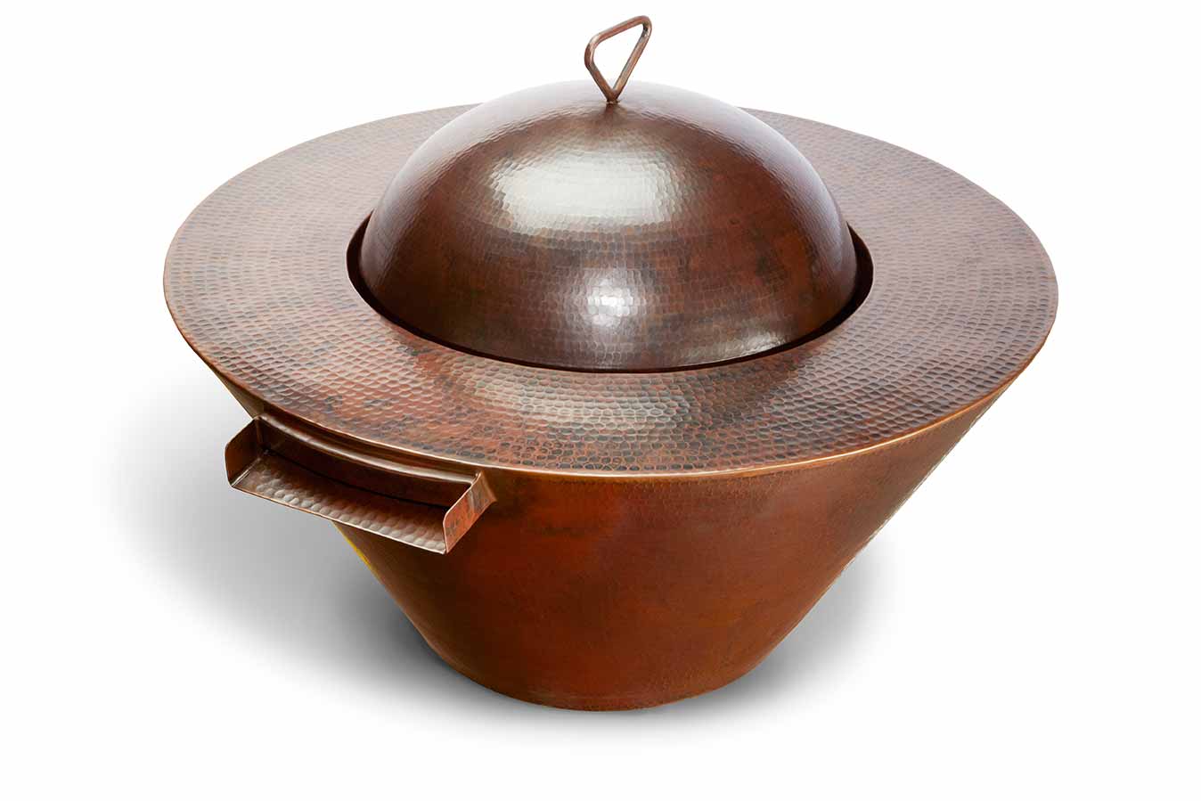 Mesa copper fire bowl with lid