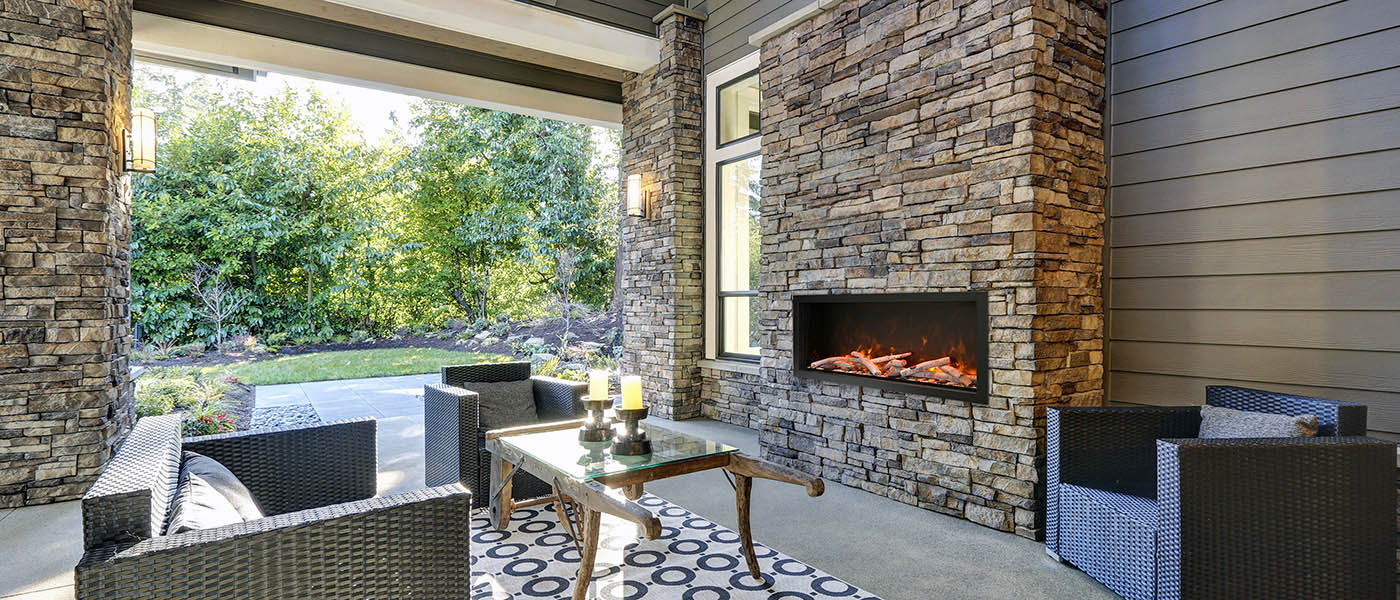 Outdoor electric fireplace